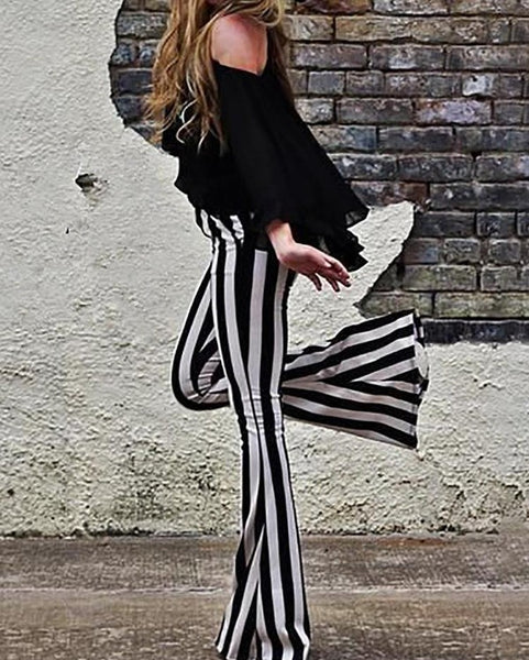 You'll Be Line Striped Flare Pants