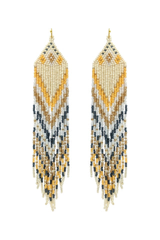 Aztec Ivory Seed Bead Earrings